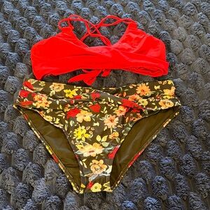 Floral Red Bikini Set